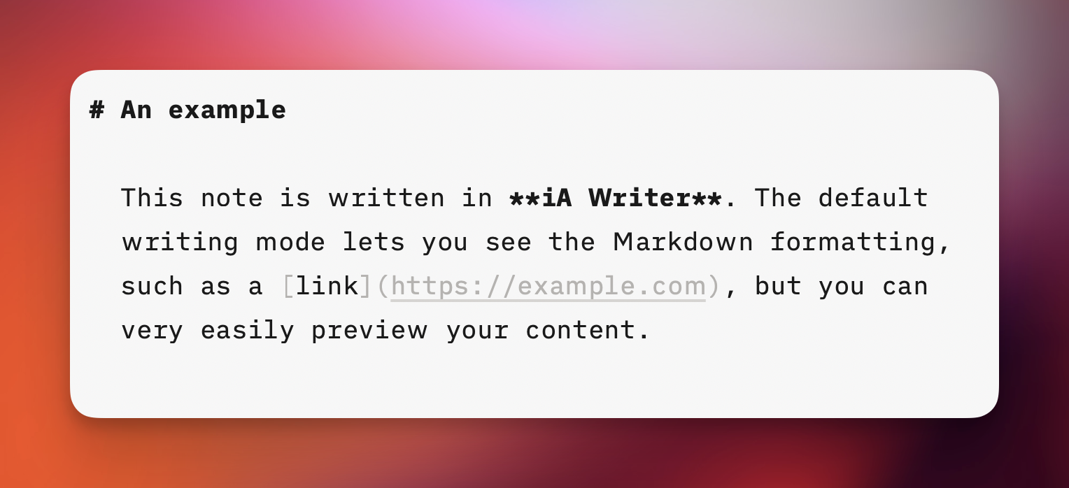 a screenshot of an example note written in Markdown